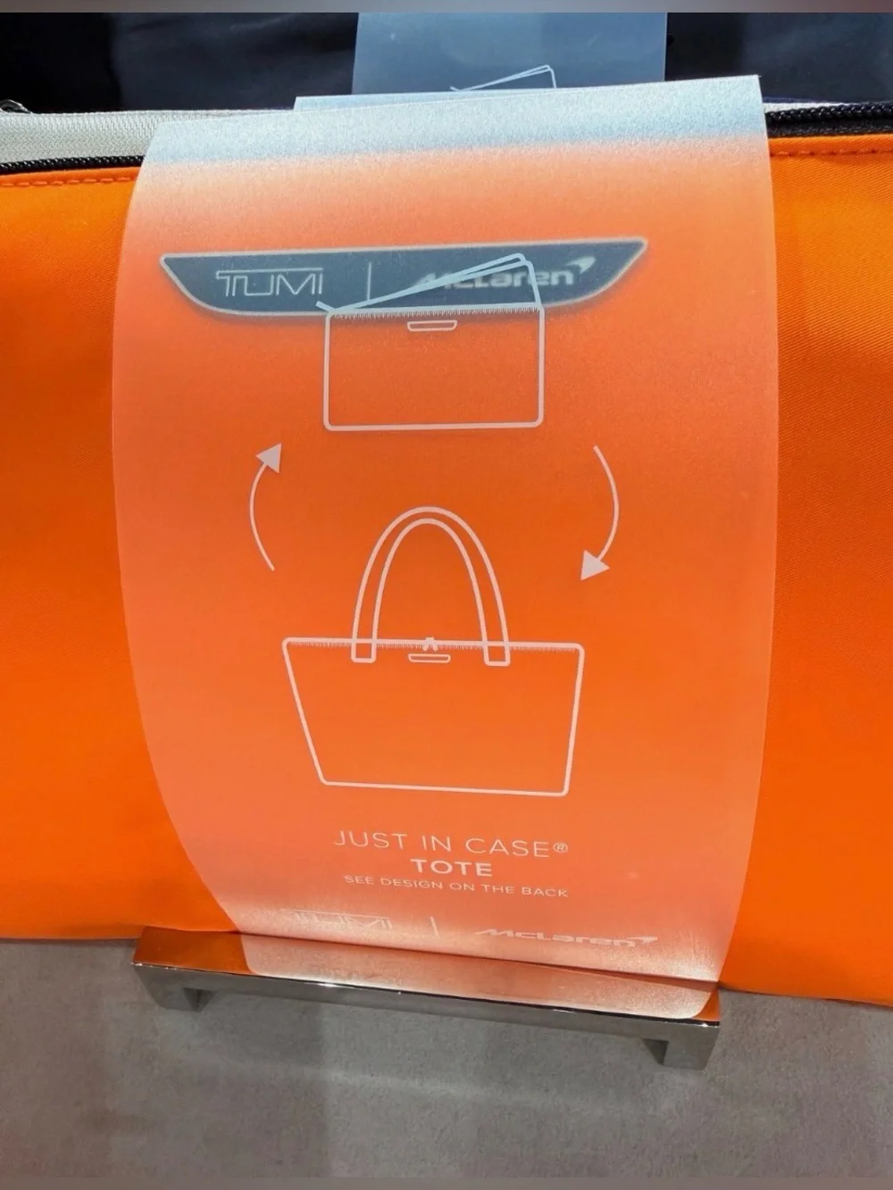 NEW Tumi McLaren 23.0” JUST IN CASE Racing Helmet Logo TOTE BAG - PAPAYA ORANGE